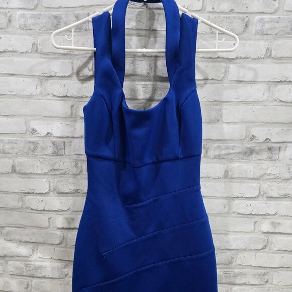 Guess Women Blue Dress Party Tank with High Neck Wrap Size 0‎ - Picture 1 of 6